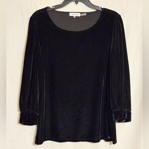 Calvin Klein Black Velour Long Sleeve Blouse Size Medium
